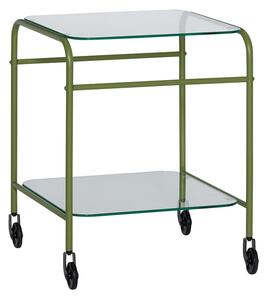 Hübsch - Zephyr Trolley - Rullbord - Clear,Light green - 43x42xh54cm