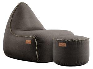 SACKit - Canvas Lounge Chair & Pouf - Bean bag - Canvas Brown - L96 x W80 x H70 x SH40 cm / Ø50 x H35 cm