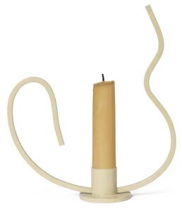 Ferm Living - Valse Candle Holder - Ljusstake - Valse Candle Holder - Low - Cashmere - W16 x D4.4 x H18.4 cm