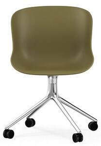 Normann Copenhagen - Hyg Chair Swivel 4W - Kontorsstol - Olive - Aluminum - H: 84 x L: 54 x D: 53,5 x SH: 46 cm