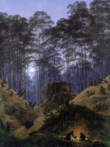 Bildreproduktion The Forest under Moonlight (Vintage Fantasy Landscape) - Casper David Friedrich
