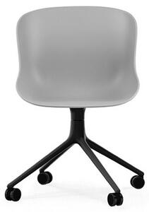 Normann Copenhagen - Hyg Chair Swivel 4W - Kontorsstol - Grey - Black Aluminum - H: 84 x L: 54 x D: 53,5 x SH: 46 cm