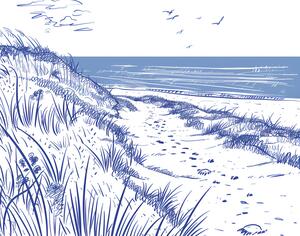 Illustration Seaside Sketch Horizontal, Jolly and Dash