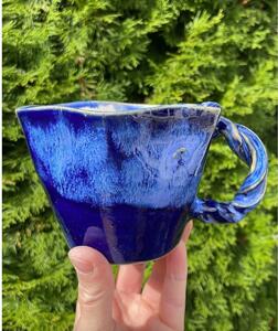 KRAKI Ceramics - Snurrekop - Kopp - Dybblå Bølge - Stock sale - D9 x H9 cm, 325 ml