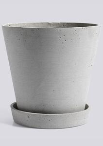 HAY - Flowerpot with saucer - Blomkruka - Grey - XL - Ø: 21,5 x H: 20 cm