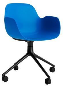Normann Copenhagen - Form Armchair Swivel 4W Alu - Kontorsstol - Bright Blue / Black Aluminum - H79 x W56 x D52 x SH44 cm