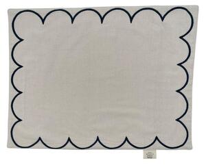 Jou Quilts - Curved embroidery placemat - Bordstablett - Creme with blue - 35 x 45 cm