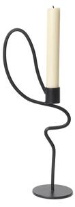 Ferm Living - Valse Candle Holder - Ljusstake - Valse Candle Holder - High - Black - W11.7 x D7 x H28 cm