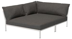 HOUE - LEVEL 2 / Left Cozy Corner - Trädgårdssoffa - Dark Grey/Muted White - L139 x W173,5 x H68,5 x SH38 cm