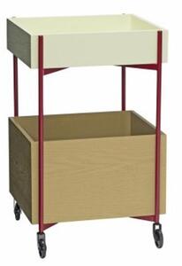 Hübsch - Fresh Trolley - Rullbord - Khaki/Burgundy - 42x37xh70cm