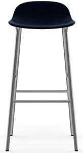 Normann Copenhagen - Form Barstool - 75 cm - Full Upholstery Steel, Chrome & Brass - Barstol - Frame: Chrome / Fabric: City Velvet vol. 2 52 - L: 44 x D: 44 x H: 87 x SH: 75 cm