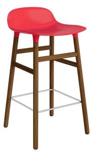 Normann Copenhagen - Form Barstool 65 cm Wood - Barstol - Bright Red / Walnut - H77 x W43 x D42,5 x SH65 cm