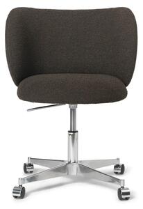 Ferm Living - Rico Chair - Castors - Kontorsstol - Soft Bouclé - Dark Brown - B: 74 x H: 80 x D: 74 cm