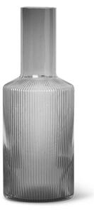Ferm Living - Ripple Carafe - Smoked - Karaff - Smoked glass - H24 x W9 cm