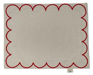 Jou Quilts - Curved embroidery placemat - Bordstablett - Creme red - 35 x 45 cm