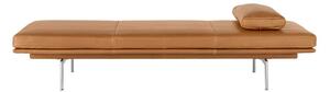 Muuto - Outline Daybed - Daybed - Frame: Polished Aluminium / Fabric: Cognac Refine Leather w. Cushion - L: 200 x D: 82 x H: 40 cm