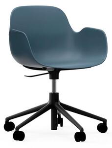 Normann Copenhagen - Form Armchair Swivel 5W Gas Lift Alu - Kontorsstol - Black Aluminium / Blue - H73/86 x L72,5 x SH37/50 cm