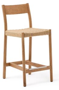 KAVE HOME Yalia pall med ryggst&oumld i massiv ek med naturlig finish och sits i rep, 65 cm