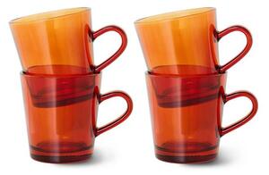HKLiving - 70's Glassware - Coffee Cups (Set Of 4) - Kopp - Amber Brown - D11 x H8,3 cm (200 ml)