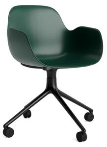 Normann Copenhagen - Form Armchair Swivel 4W Alu - Kontorsstol - Green / Black Aluminum - H79 x W56 x D52 x SH44 cm