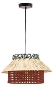 KAVE HOME Pulmi raffia taklampa i natur, terrakotta och bl&aringtt, &Oslash: 40 cm