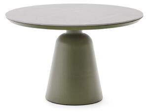 KAVE HOME Tudon utebord i aluminium med gr&oumln keramisk bordsskiva, &Oslash: 120 cm