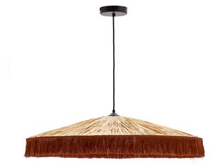 KAVE HOME Pollensa taklampa i naturlig raffia och terrakotta fransar, &Oslash: 75 cm