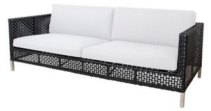 Cane-line - Connect 3 Seater - Trädgårdssoffa - Sofa: Black/Graphite Cane-line Weave / Cushions: White Cane-line Natté - B: 213 x D: 86 x H: 64 x SH: 30 cm