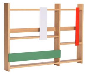 Hübsch - Arki Wall Shelf/Magazine Holder - Hylla - Grön / Grå / Natur / Röd - 110 x 13 x H80 cm