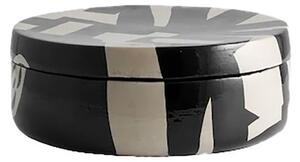 Nordal - Lipsi Box w. Lid - Förvaringslådor - Black/Beige - H8 x Ø19 cm