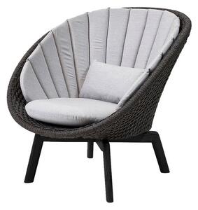 Cane-line - Peacock lounge chair OUTDOOR - Aluminium - Lounge stol - Frame: Cane-line Soft rope - Aluminium, Black / Cushion: Light Grey, Cane-line Natté - W91 x D93 x H87 x SH34 cm