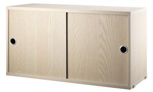 String Furniture - Cabinet w/ Sliding Doors - Skåp - Large - Ash - 78x30x42 cm