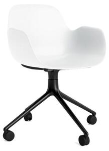 Normann Copenhagen - Form Armchair Swivel 4W Alu - Kontorsstol - White / Black Aluminum - H79 x W56 x D52 x SH44 cm
