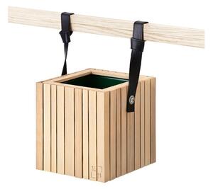 SQUARELY CPH - GrowON & HoldON - Växtlåda - Natural Ash - Black Leather - W22 x H24 x D22 cm (Straps 48 cm)