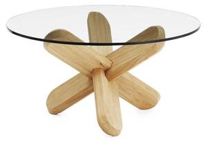 Normann Copenhagen - Ding Sofabord - Kaffe bord - Klart glas/Eg - H40 x Ø75 cm
