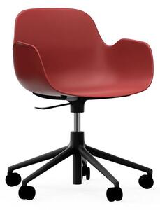 Normann Copenhagen - Form Armchair Swivel 5W Gas Lift Alu - Kontorsstol - Black Aluminium / Red - H73/86 x L72,5 x SH37/50 cm