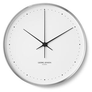 Georg Jensen - Henning Koppel Clock - Klockan - Steel & White - Ø40 - W40 x H5,8 cm