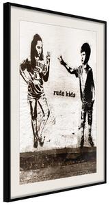 Inramad Poster / Tavla - Banksy: Rude Kids - 20x30 Guldram