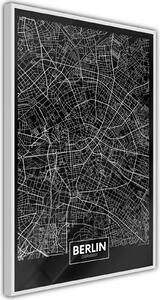 Inramad Poster / Tavla - City Map: Berlin (Dark) - 40x60 Svart ram