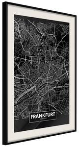 Inramad Poster / Tavla - City Map: Frankfurt (Dark) - 20x30 Guldram
