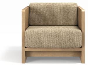 Brdr. Krüger - Karm Lounge Chair - Oak Clear Wax Oiled - Lounge stol - Moss, Cream Tekstil - 0019 - L74 cm H72 cm B81 cm