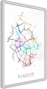 Inramad Poster / Tavla - City Map: Madrid (Colour) - 20x30 Guldram med passepartout