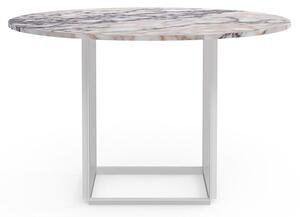 New Works - Florence Dining Table Ø120 - Matbord - White Viola Marble w. White Frame - H: 74 x Ø: 120 cm