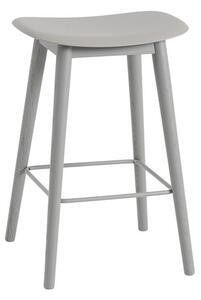 Muuto - Fiber Bar Stool - Wood Base - Pall - Grey/Grey Base - 45 X 42,5 X 66 cm