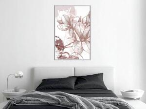 Inramad Poster / Tavla - Drawn Flower - 20x30 Svart ram med passepartout