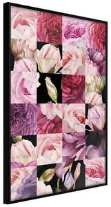 Inramad Poster / Tavla - Floral Jigsaw - 20x30 Svart ram med passepartout