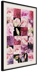 Inramad Poster / Tavla - Floral Jigsaw - 30x45 Svart ram med passepartout
