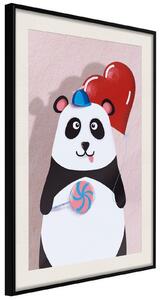 Inramad Poster / Tavla - Happy Panda - 40x60 Svart ram med passepartout
