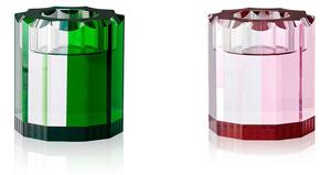 Reflections Copenhagen - Lincoln Christmas tealight holders, set of 2 - Ljusstake - Red/Rose & Azure/Green - L7.5 x H8.3 x D7.5 cm