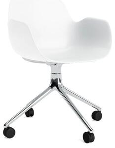 Normann Copenhagen - Form Armchair Swivel 4W Alu - Kontorsstol - White / Aluminum - H79 x W56 x D52 x SH44 cm